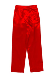 Current Boutique-Escada Couture - Red Satin Pleated Waist Trousers Sz 6