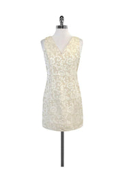 Current Boutique-Escada - Cream & Tan Floral Print Sleeveless Dress Sz 4