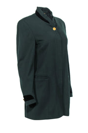 Current Boutique-Escada - Dark Green Longline Jacket w/ Velvet Trim Sz 8