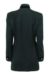 Current Boutique-Escada - Dark Green Longline Jacket w/ Velvet Trim Sz 8