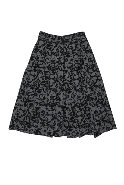 Current Boutique-Escada - Gray & Black Floral Wool Skirt Sz 8