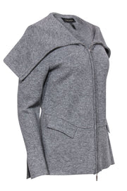 Current Boutique-Escada - Gray Wool Blend Wide-Collar Zip-Up Jacket Sz 8