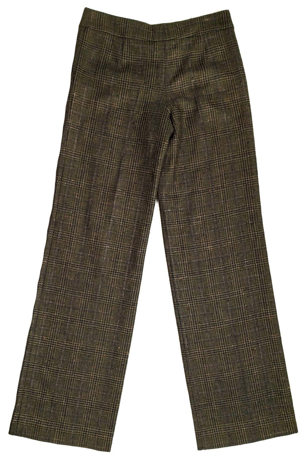 Current Boutique-Escada - Green Lurex Plaid Tweed Pants Sz 6