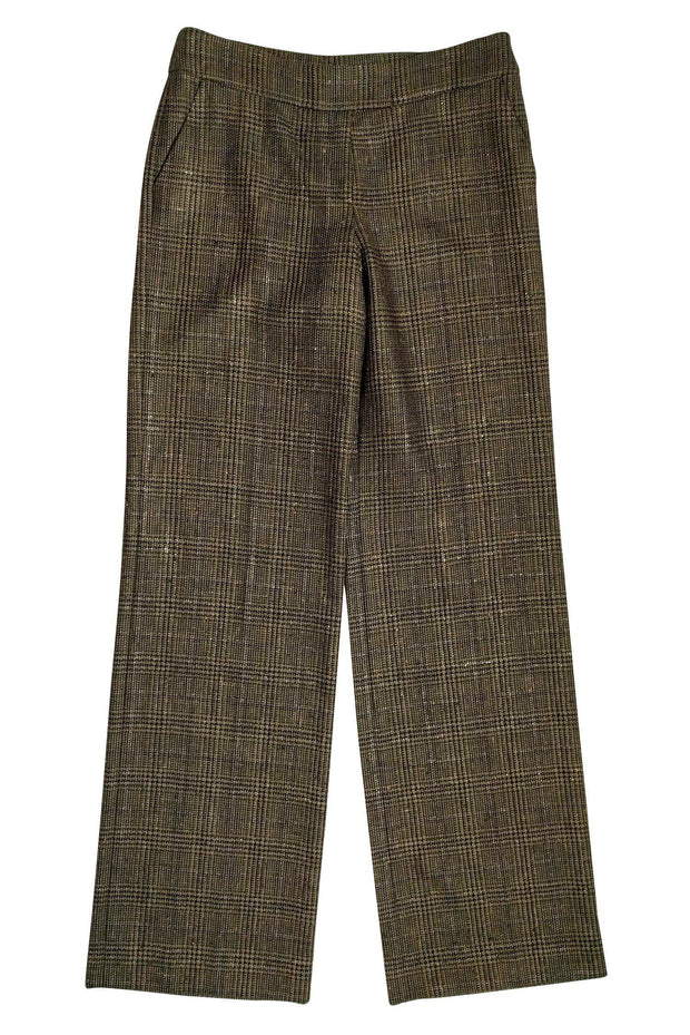 Current Boutique-Escada - Green Lurex Plaid Tweed Pants Sz 6