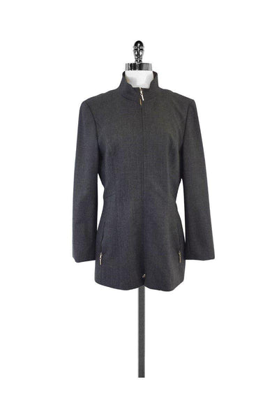 Current Boutique-Escada - Grey Wool Blend Zip Jacket Sz 8