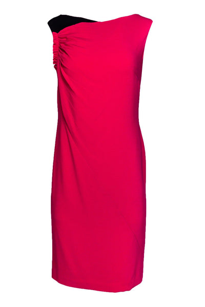 Current Boutique-Escada - Hot Pink Sheath Dress w/ Black Accent Sz 4