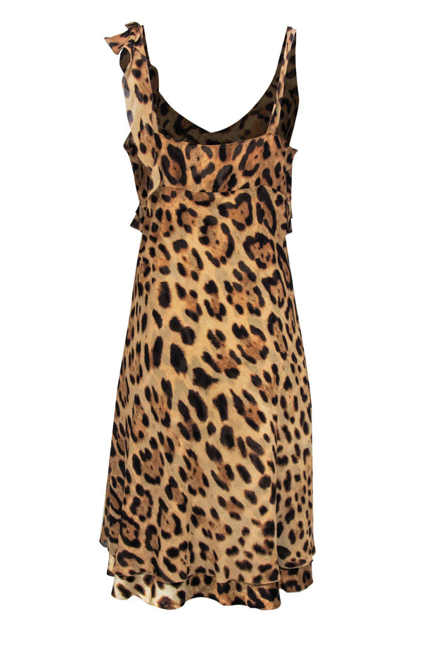 Current Boutique-Escada - Leopard Print Ruffle Silk Midi Dress Sz 10