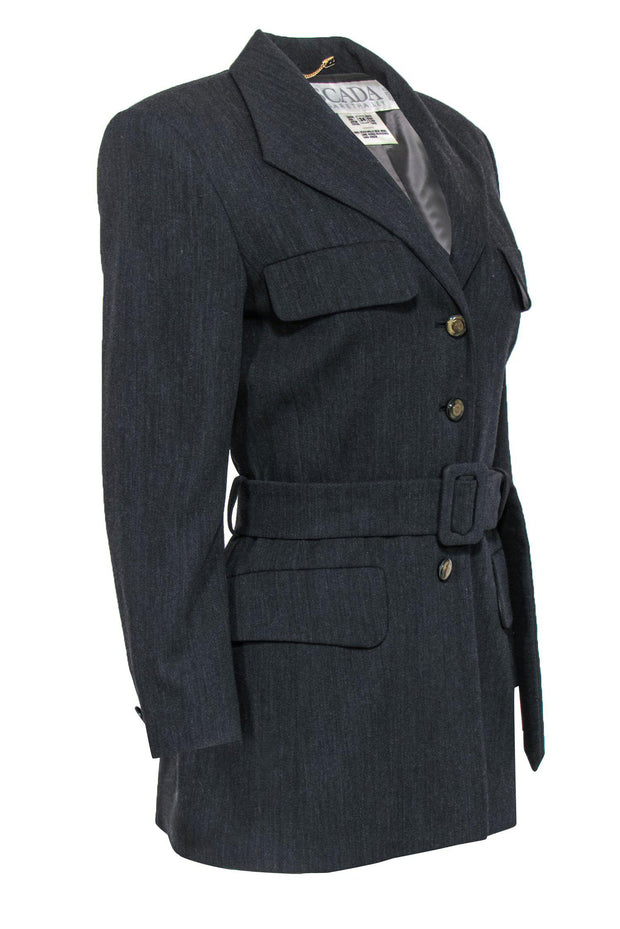 Current Boutique-Escada - Long Gray Wool Blazer Sz 4