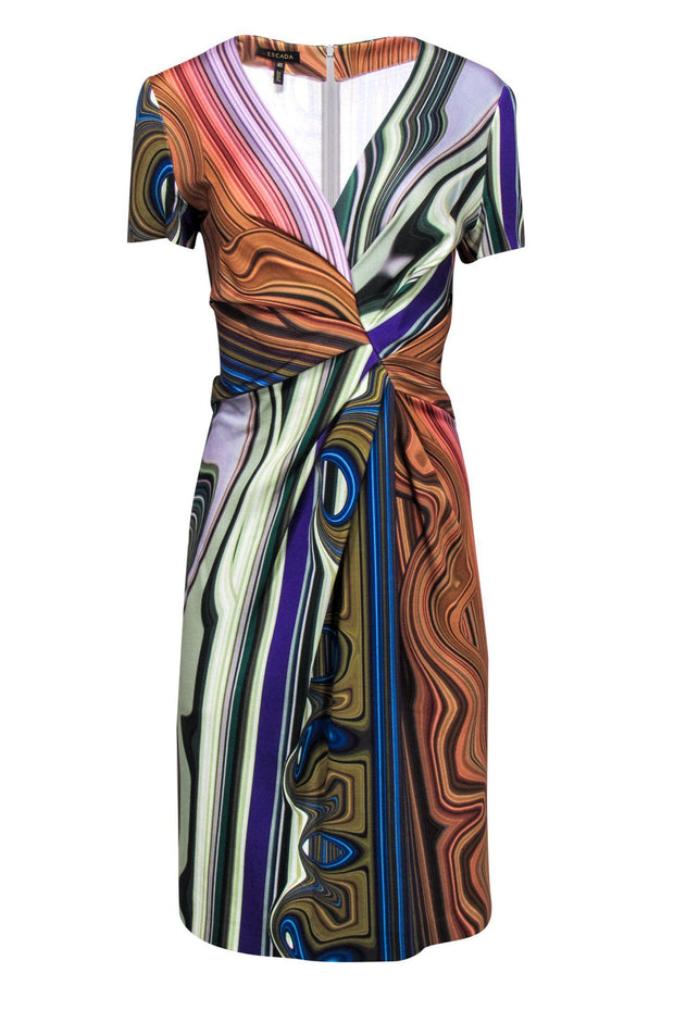 Current Boutique-Escada - Multicolored Wavy Print Sheath Dress Sz 10