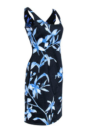 Current Boutique-Escada - Navy Blue Floral Print Shift Dress Sz 6