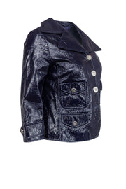 Current Boutique-Escada - Navy Blue Patent Leather Jacket Sz 4