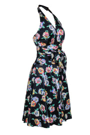 Current Boutique-Escada - Navy & Floral Print Halter Dress Sz 8