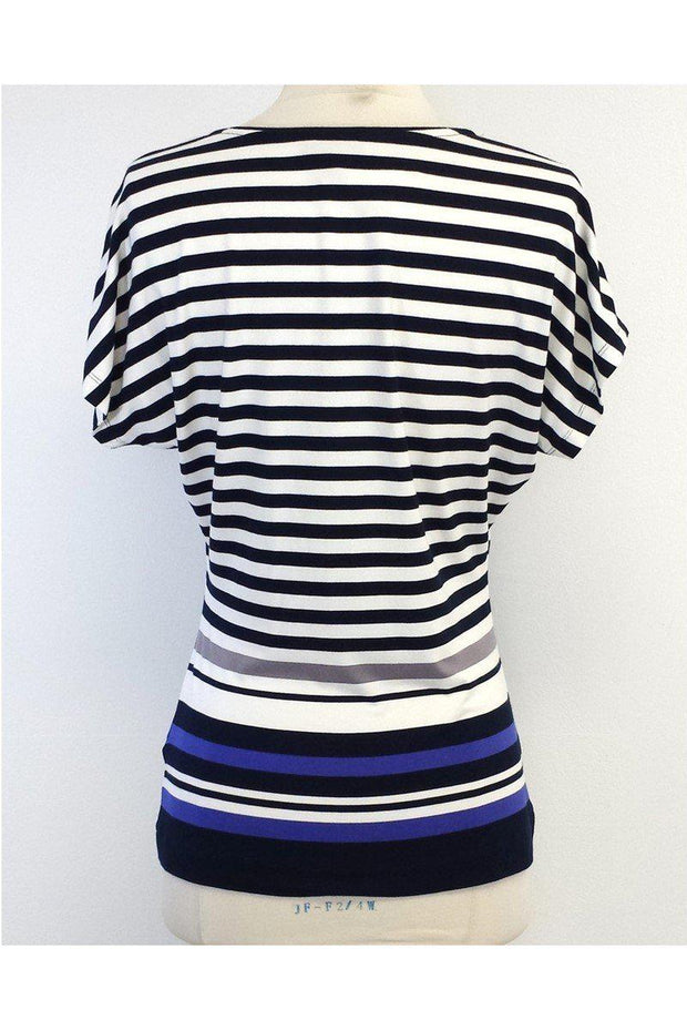 Current Boutique-Escada - Navy & White Striped Short Sleeve Top Sz S