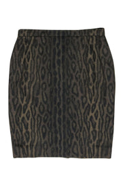 Current Boutique-Escada - Olive & Black Leopard Print Wool Blend Pencil Skirt Sz 10