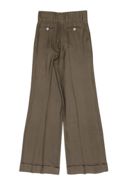 Current Boutique-Escada - Olive Green Wide Leg Silk Trousers Sz 4