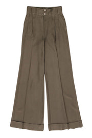 Escada - Olive Green Wide Leg Silk Trousers Sz 4 – Current Boutique