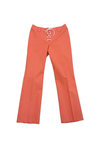 Current Boutique-Escada - Orange Cotton Lace-Up Pants Sz 10