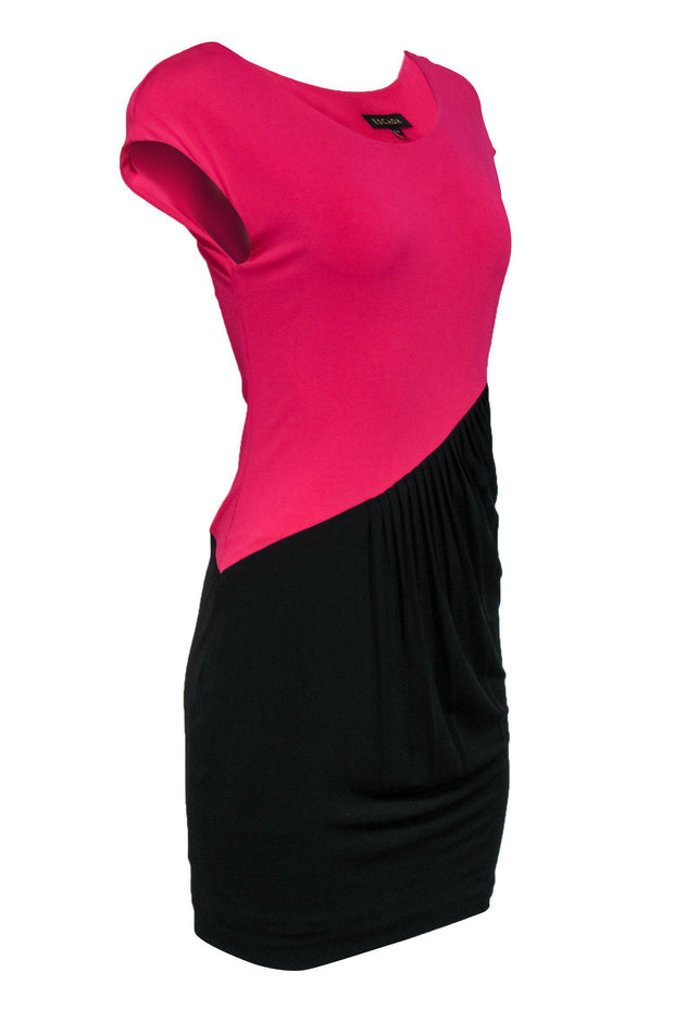 Current Boutique-Escada - Pink & Black Color Blocked Fitted Dress Sz XS