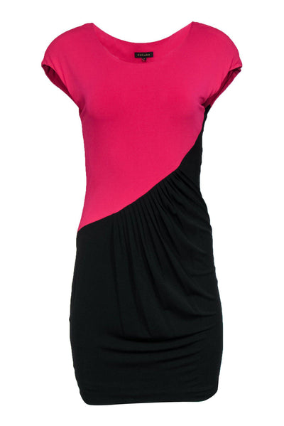 Current Boutique-Escada - Pink & Black Color Blocked Fitted Dress Sz XS