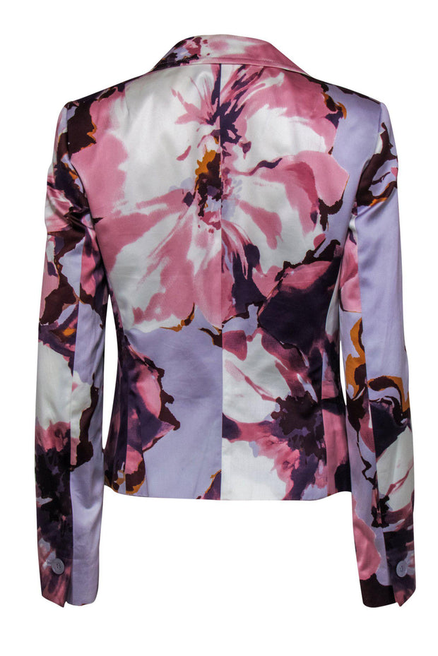 Current Boutique-Escada - Pink & Purple Floral Print Button-Up Blazer Sz 6