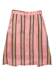 Current Boutique-Escada - Pink, Tan & Grey Striped Crisscross Skirt Sz 4
