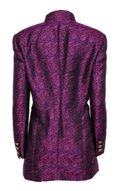 Current Boutique-Escada - Purple & Multicolored Metallic Bohemian Print Button-Up Jacket Sz 14