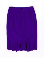 Current Boutique-Escada - Purple "Resas" Wool Pencil Skirt w/ Back Flounce Sz 4