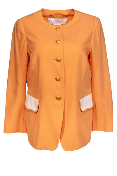 Current Boutique-Escada - Sherbet Orange Jacket w/ Gold-Tone Details Sz S