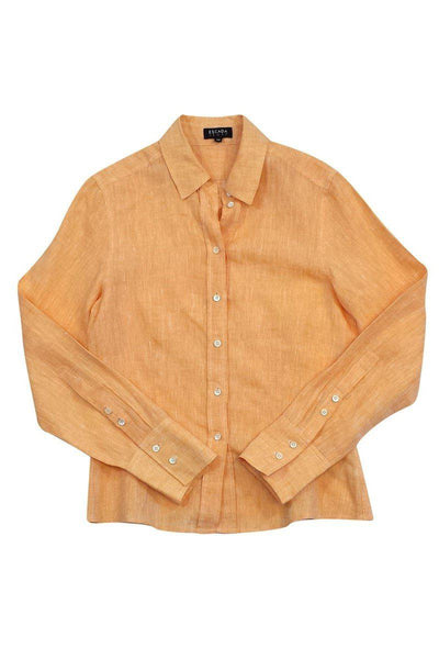 Current Boutique-Escada Sport - Orange Linen Button-Up Shirt Sz 4