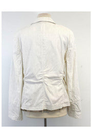 Current Boutique-Escada Sport - White & Taupe Pinstripe Jacket Sz 14