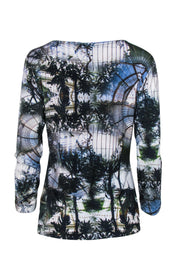 Current Boutique-Escada - Tropical Greenhouse Printed Long Sleeve Top Sz M