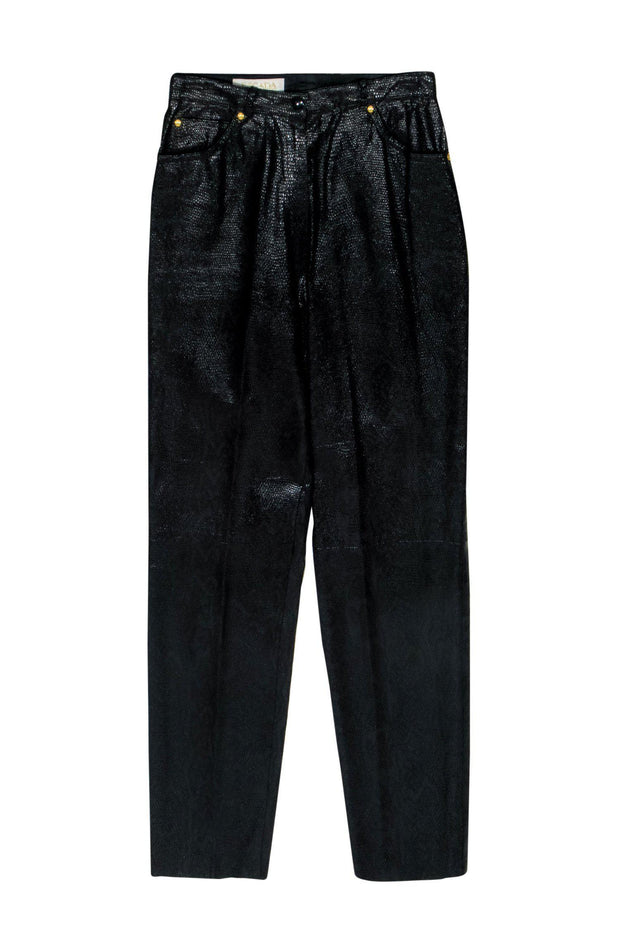 Escada - Vintage Black Reptile Texture Embossed Taper Leg Pants Sz 6 –  Current Boutique