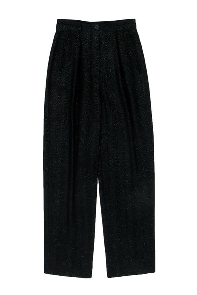 Current Boutique-Escada - Vintage Black Sparkly Textured Straight Leg Trousers Sz 4