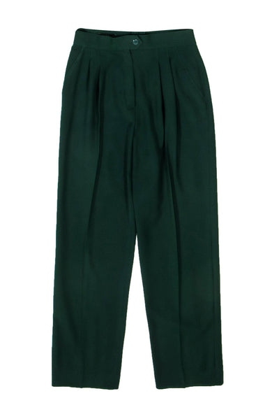 Current Boutique-Escada - Vintage Emerald Green Wool Pleated Trousers Sz 6