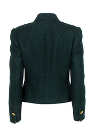 Current Boutique-Escada - Vintage Emerald Metallic Wool Blend Jacket w/ Gold Buttons Sz 6