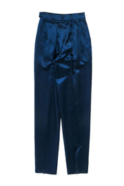 Current Boutique-Escada - Vintage Midnight Blue Satin Tapered Leg Trousers Sz 4