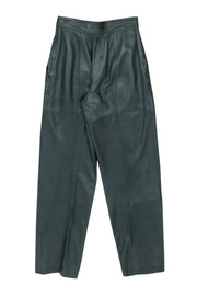 Current Boutique-Escada - Vintage Olive Green Leather Belted Pants Sz 8