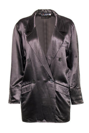 Current Boutique-Escada - Vintage Shiny Dark Green Double Breasted Jacket Sz 6