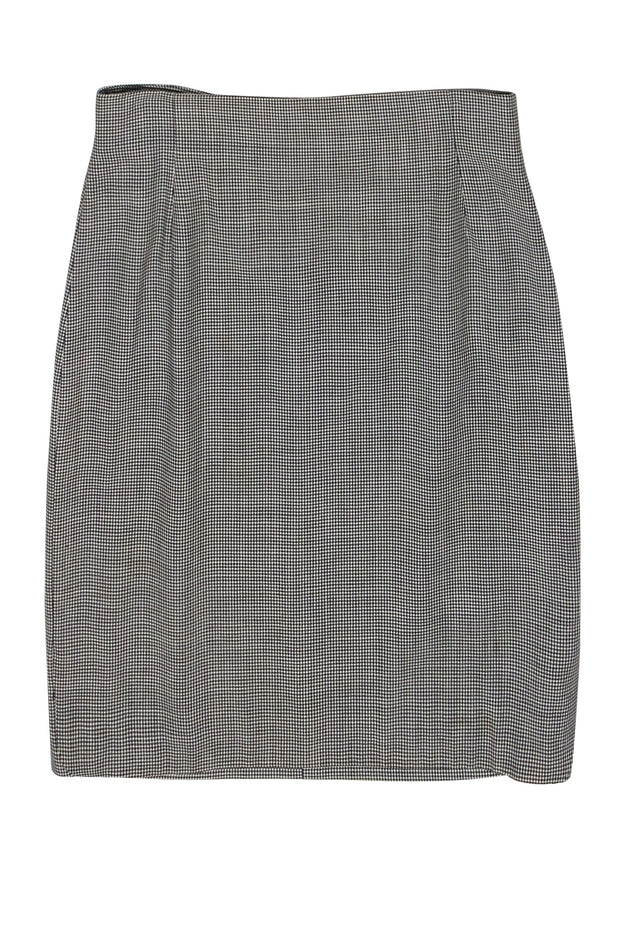 Current Boutique-Escada - White & Black Houndstooth Print Wool Pencil Skirt Sz 12