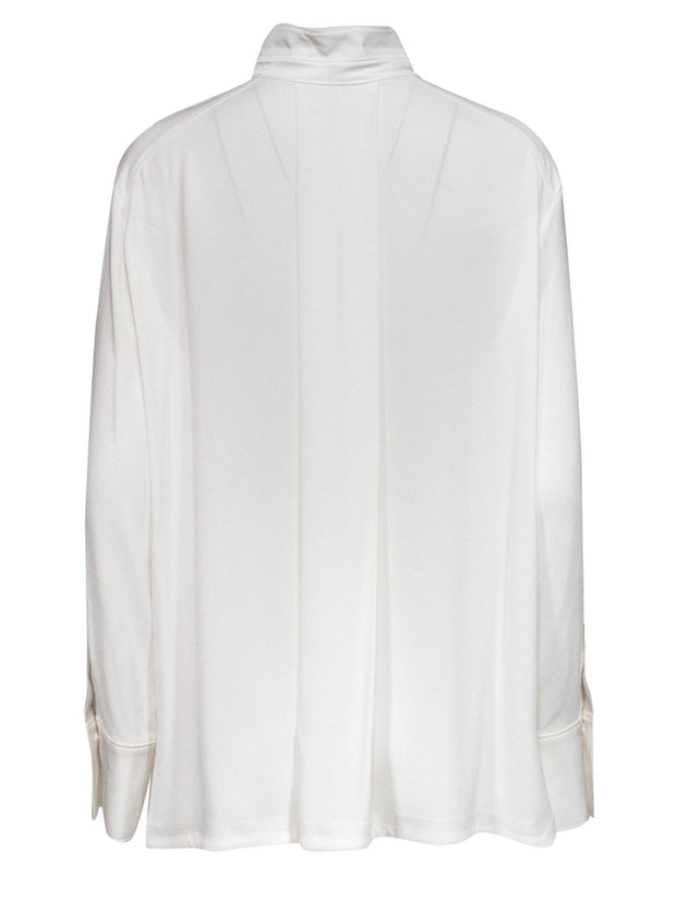 Current Boutique-Escada - White Silk Button-Up Blouse Sz 14