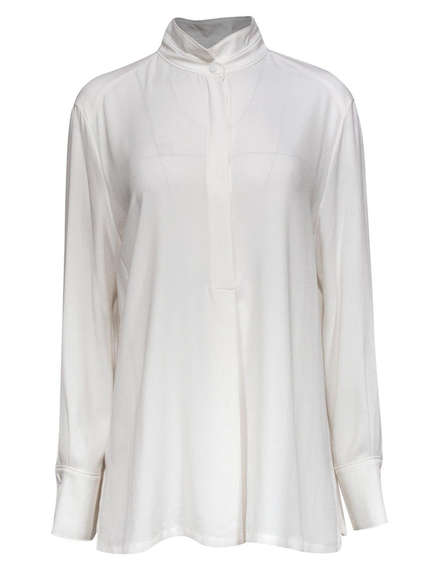 Current Boutique-Escada - White Silk Button-Up Blouse Sz 14
