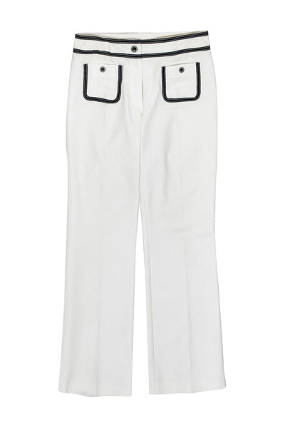 Current Boutique-Escada - White Straight Leg Trousers w/ Black Trim Sz 4