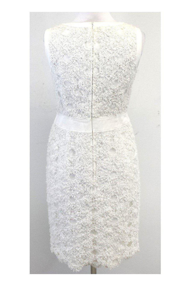 Current Boutique-Escada - White Textured Circle Print Dress Sz 6