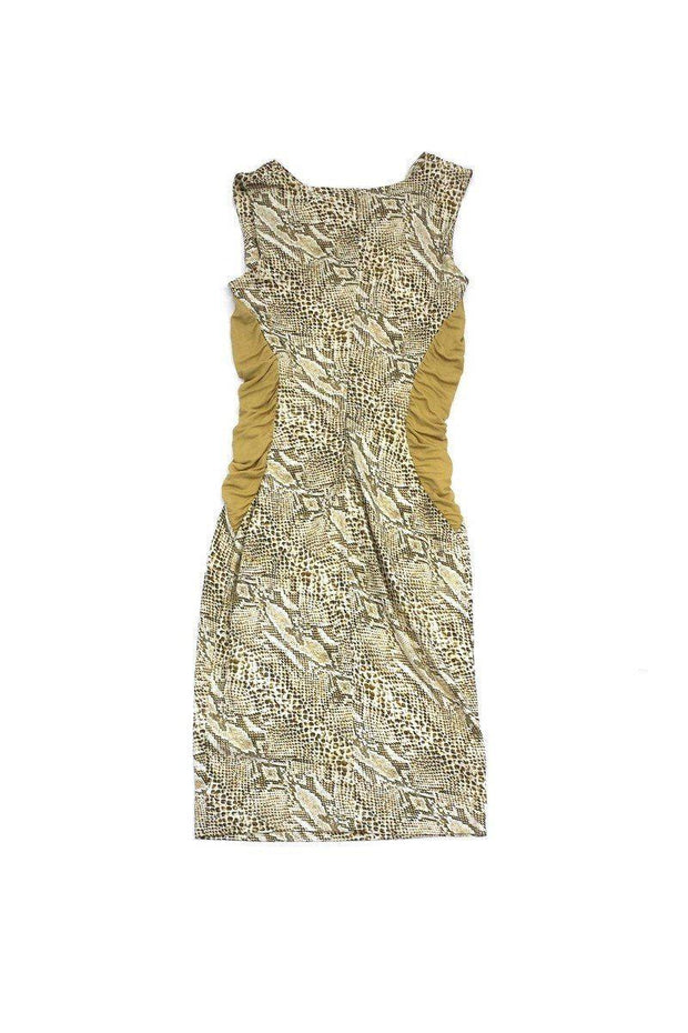Current Boutique-Escada - Yellow & White Snakeskin Cowl Neck Dress Sz 6