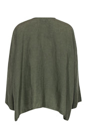 Current Boutique-Eskandar - Olive Green Linen Oversized Blouse Sz 0