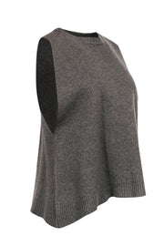 Current Boutique-Eskandar - Olive Green Wool Sleeveless Sweater w/ Crew Neckline Sz S