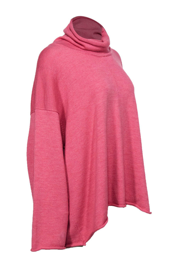 Current Boutique-Eskandar - Pink Oversized Wool Turtleneck Sweater w/ Bell Sleeves Sz L