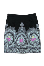 Current Boutique-Etcetera - Black A-Line Skirt w/ Printed Hem Sz 4