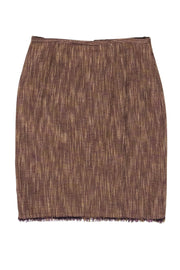 Current Boutique-Etcetera - Brown & Purple Wool Mini Skirt w/ Frayed Hem Sz 6