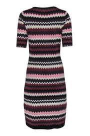 Current Boutique-Etcetera - Burgundy, White & Pink Wavy Striped Knit Dress Sz S